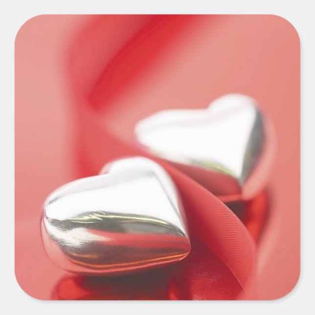 Sticker Carré Coeurs de ruban (Devant)