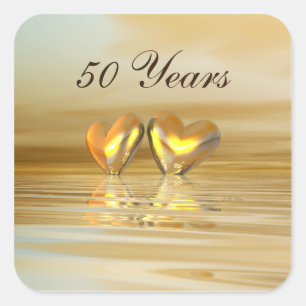 Sticker Carré Coeurs d'or