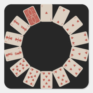 Sticker Carré Coeurs Jouer aux cartes Cercle