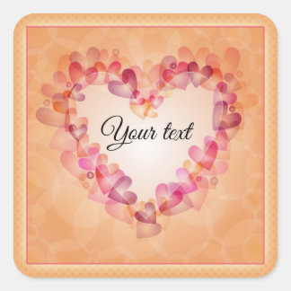 Sticker Carré Coeurs pastel romantique et formes abstraites desi