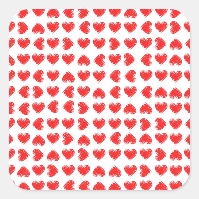 Sticker Carré Coeurs rouges (Devant)