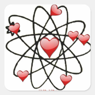 Sticker Carré Coeurs rouges de Saint Valentin atomique