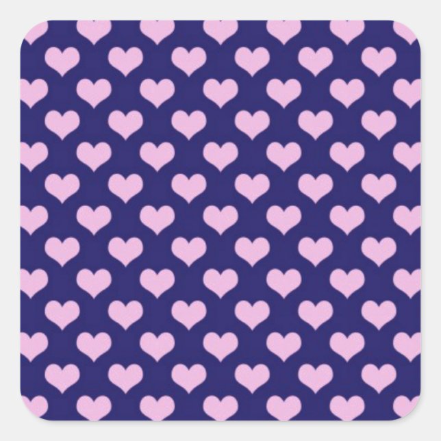 Sticker Carré Coeurs Violet Et Rose (Devant)