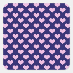 Sticker Carré Coeurs Violet Et Rose