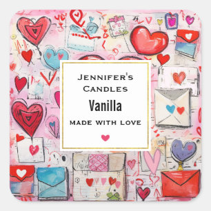 Sticker Carré Coeurs Whimsical et lettres d'amour bougies affair