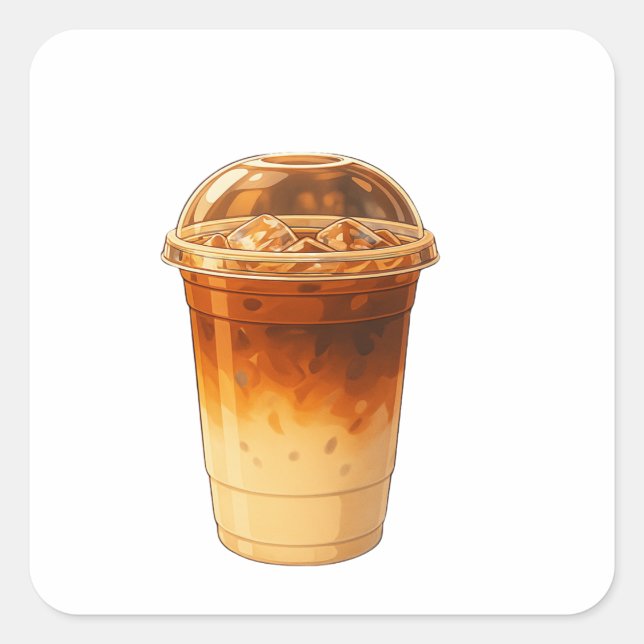Sticker Carré coffee latte (Devant)