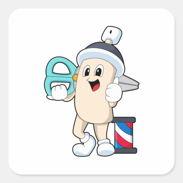 Sticker Carré Coiffeur avec ciseaux (Devant)