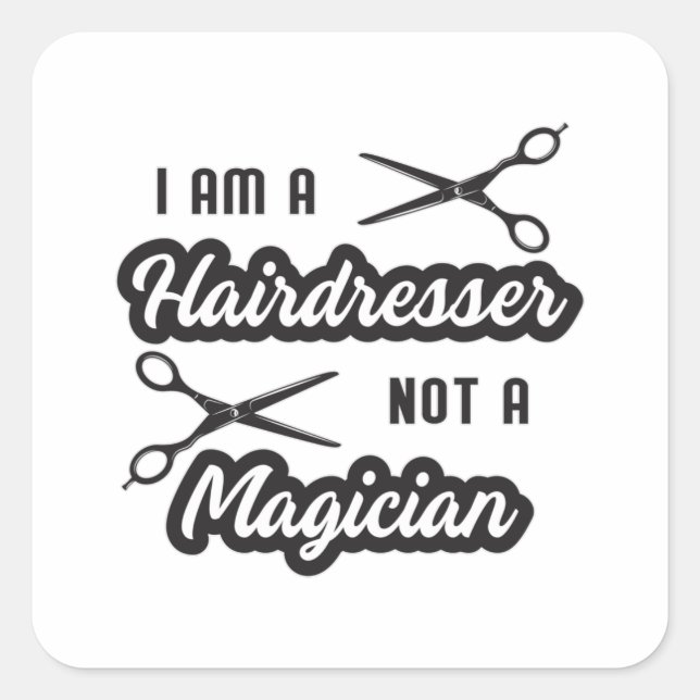Sticker Carré Coiffeuse Stylo Barber Ciseaux Coiffeur Idée cadea (Devant)