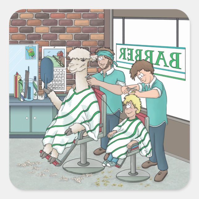 Sticker Carré Coiffure d'Alpaca (Devant)