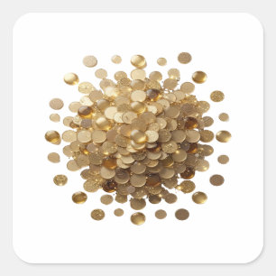 Sticker Carré Coins d'or uniques EXplosion DE PIÈCES D'OR Style