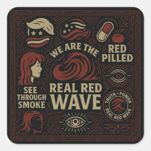 Sticker Carré Col de l'équipe de collage Red Wave