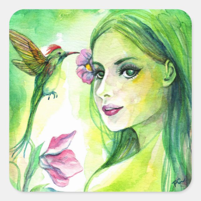 Sticker Carré Colibri (Devant)
