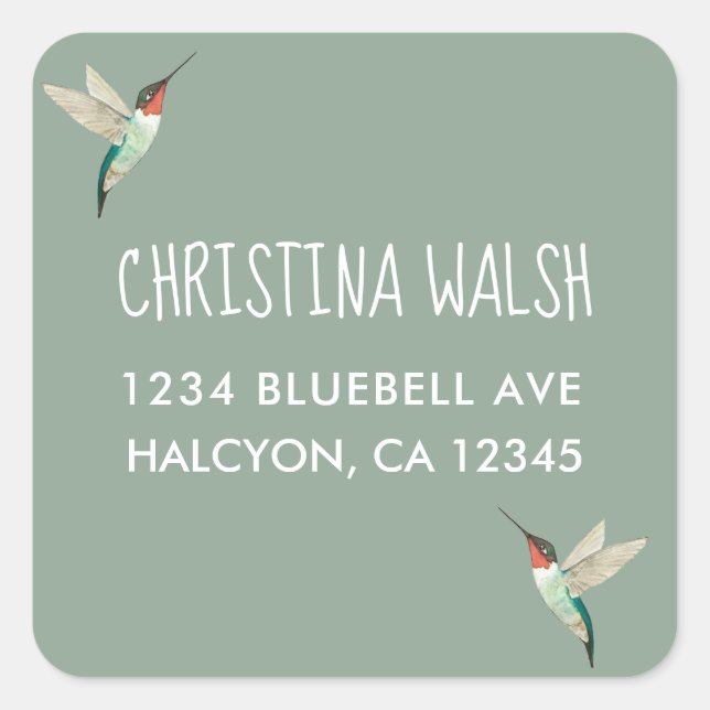 Sticker Carré Colibri à gorge rubis (Devant)