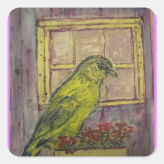 Sticker Carré Colibri dans la fenêtre