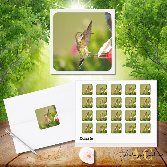 Sticker Carré Colibri Design  #108A0604 (Créateur téléchargé)