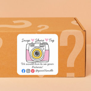 Sticker Carré Colis de médias sociaux Snap & Share Merci