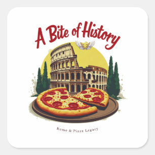 Sticker Carré Colisée vintage Rome & Pizza Art napolitain