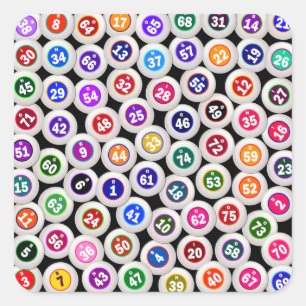 Sticker Carré Collage de boules de bingo-test