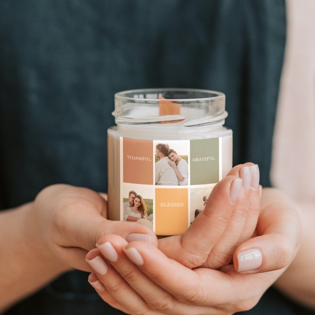 Sticker Carré Collage de photos de famille | Reconnaissant Bénis (Créateur téléchargé)