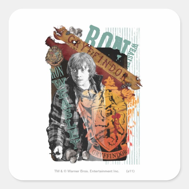Sticker Carré Collage de Ron Weasley 1 (Devant)