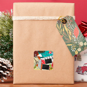 Sticker Carré Collage de voyage avec des sites touristiques embl