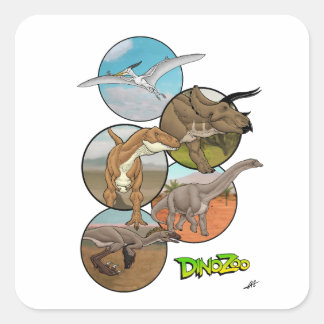 Sticker Carré Collage DinoZoo Dinosaur