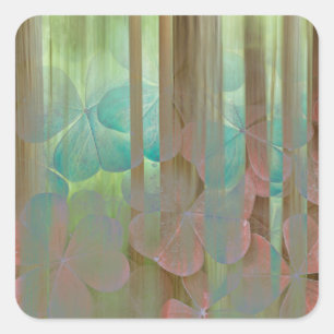 Sticker Carré Collage d'Oxalis et d'arbres Seabeck, WA