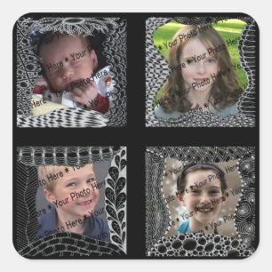 Sticker Carré Collage du cadre photo Doodle funky