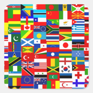 Sticker Carré Collage international du World Wide Flag