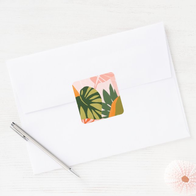 Sticker Carré Collage Jungle I (Enveloppe)