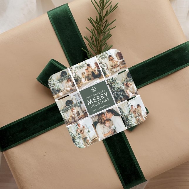 Sticker Carré Collage moderne “Joyeux Noël” Multi Photo (Créateur téléchargé)