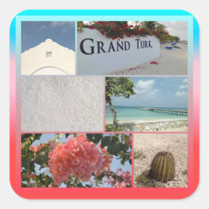 Sticker Carré Collage photo coloré de Grand Turk