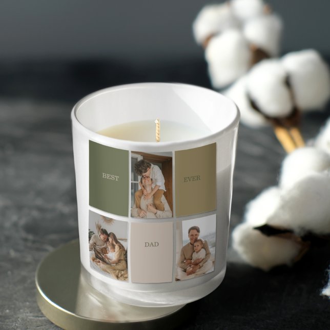 Sticker Carré Collage photo moderne Meilleur papa Jamais Cadeau (Créateur téléchargé)