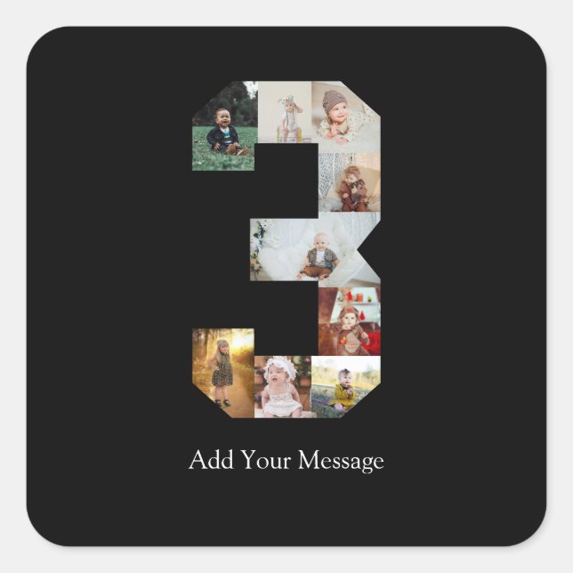 Sticker Carré Collage photo noir et blanc numéro 3 (Devant)