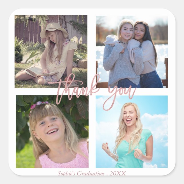 Sticker Carré Collage photo personnalisé de la fête de graduatio (Devant)