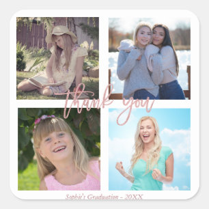 Sticker Carré Collage photo personnalisé de la fête de graduatio