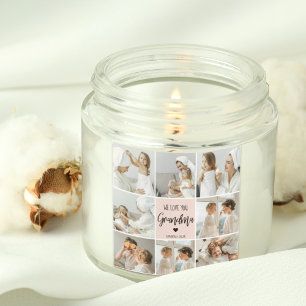 Sticker Carré Collage Photo Rose We Love You Grand-mère Meilleur