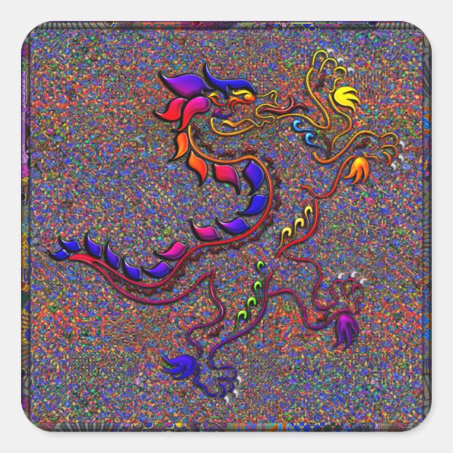 Sticker Carré Collage Royal Fancy Medieval Lion (Devant)