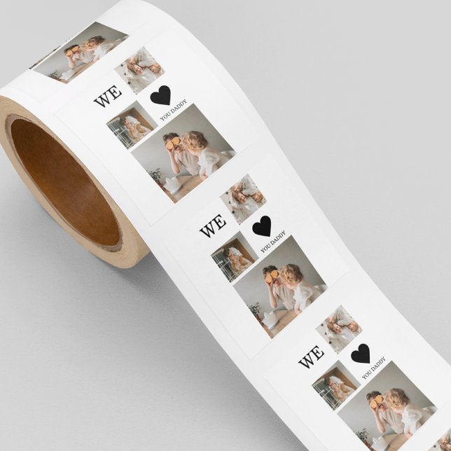 Sticker Carré Collage tendance Photo & We Love You Daddy Cadeau (Créateur téléchargé)