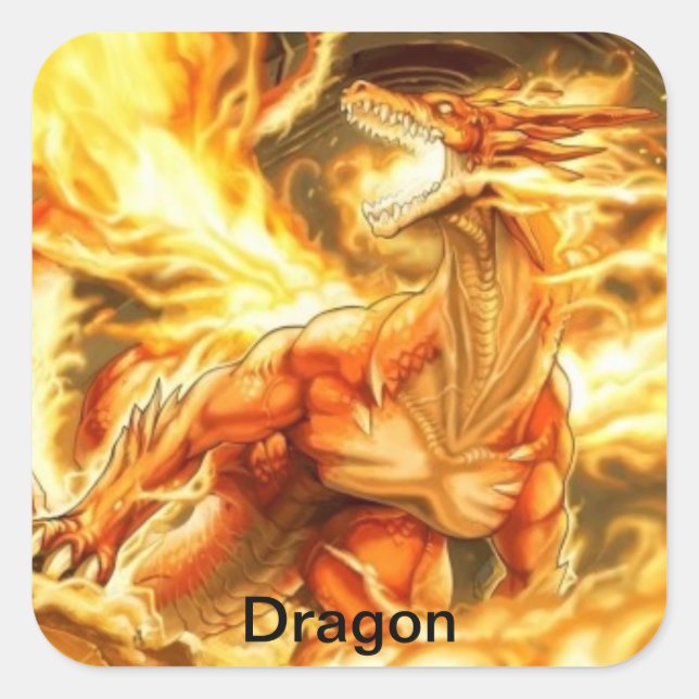Sticker Carré colle de dragon (Devant)