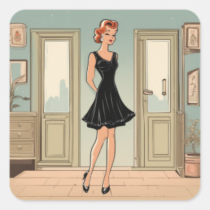 Sticker Carré Collection d'autocollants LBD à la mode