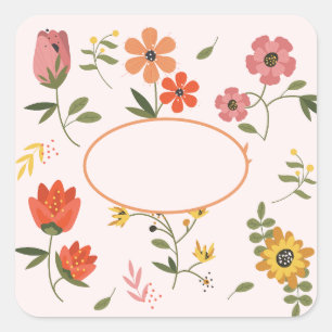 Sticker Carré collection de fleurs