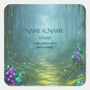 Sticker Carré Collection de mariage Élégance Bioluminescente