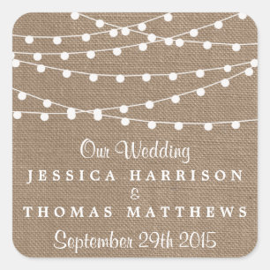 Sticker Carré Collection de Mariages Rustic Burlap