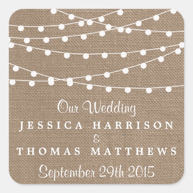 Sticker Carré Collection de Mariages Rustic Burlap (Devant)
