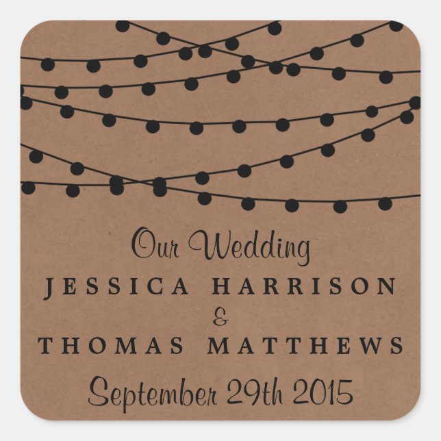 Sticker Carré Collection de Mariages Rustic Kraft (Devant)