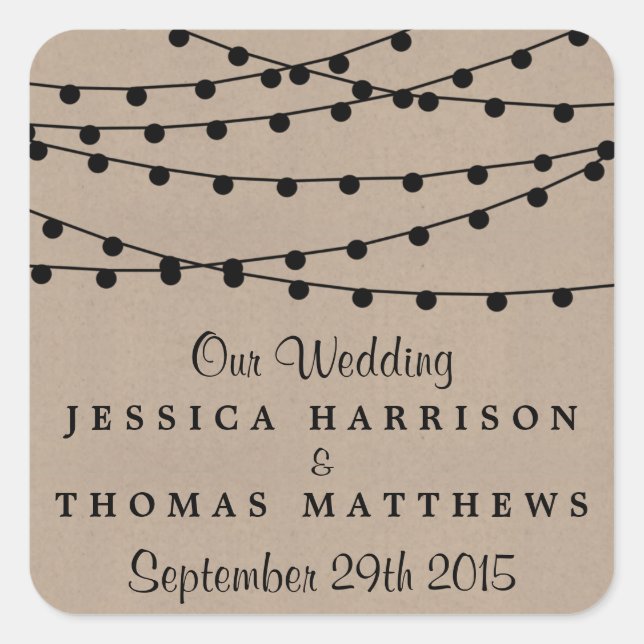 Sticker Carré Collection de Mariages Rustic Kraft (Devant)