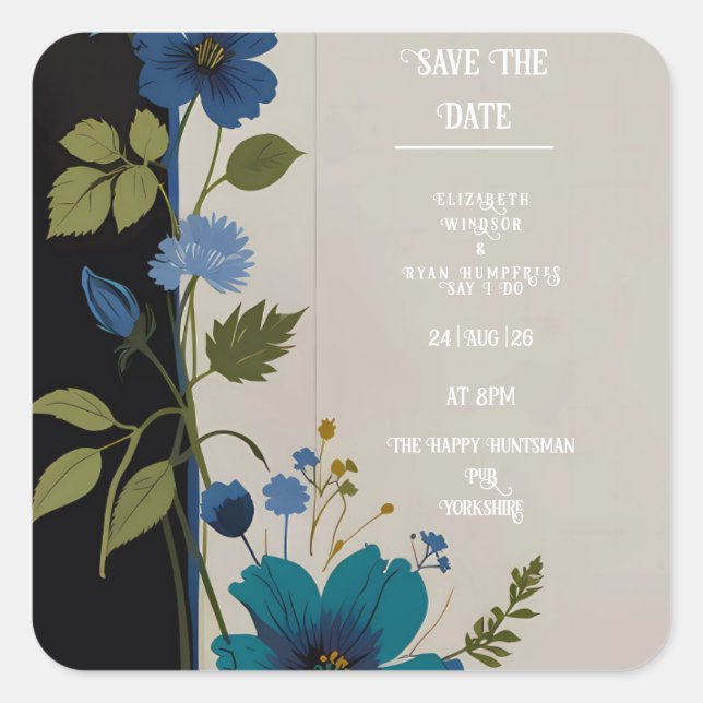 Sticker Carré Collection d'invitations florales mariages (Devant)