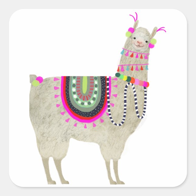 Sticker Carré Collection Llamarama | Cute Llamas (Devant)