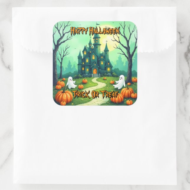Sticker Carré Collection Moderne Halloween Mignonne Épouvantable (Sac)